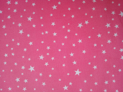 100% Cotton Poplin - Stars - Pink/White - 57" Wide - Sold By The Metre