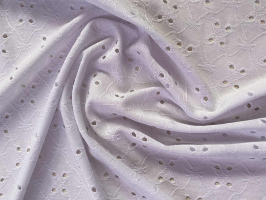 Poly Lycra - Broderie Anglaise - White - 62"Wide - Sold By The Metre