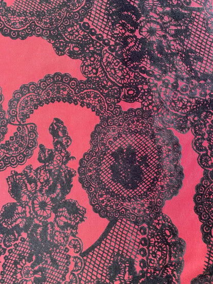Wine and Black Floral  - Bengaline - 58" Wide Sold by the Metre