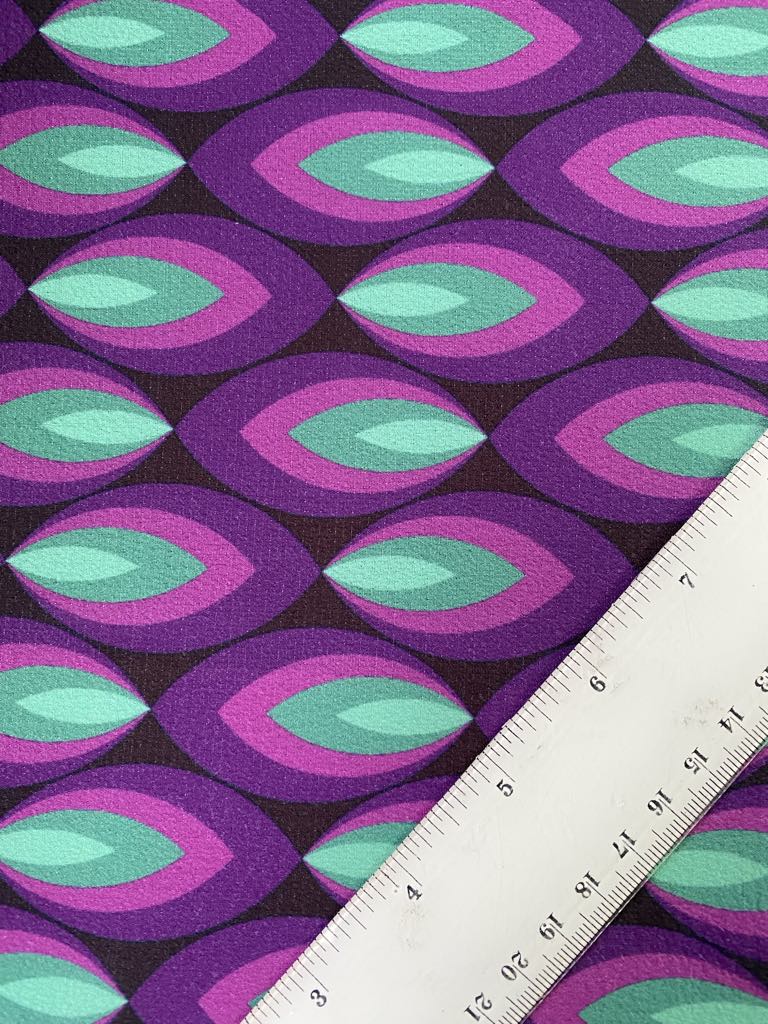 Crepe - Purple/Green/Black - 60" Wide - Sold By The Metre