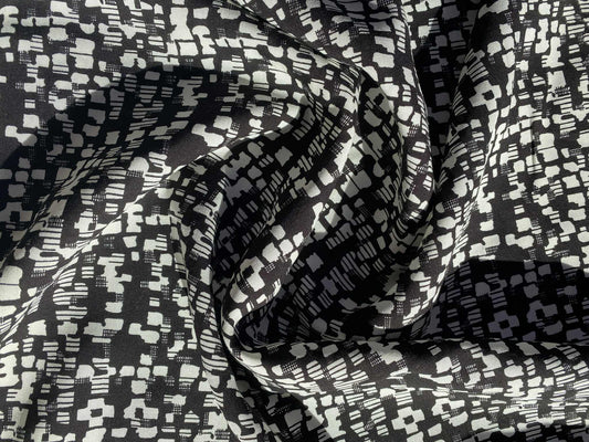 Viscose - Black/Cream - 57"Wide - Sold By The Metre