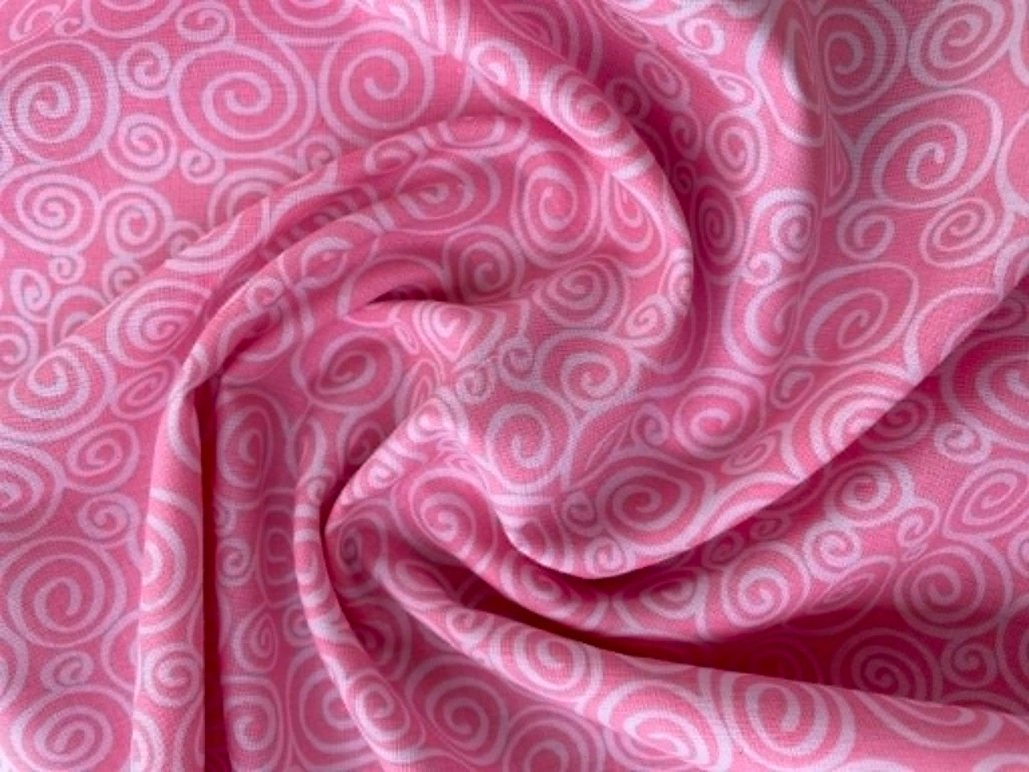 Pink and White Swirl Print 100% Cotton Fabric - 44/45" Wide - By The Metre