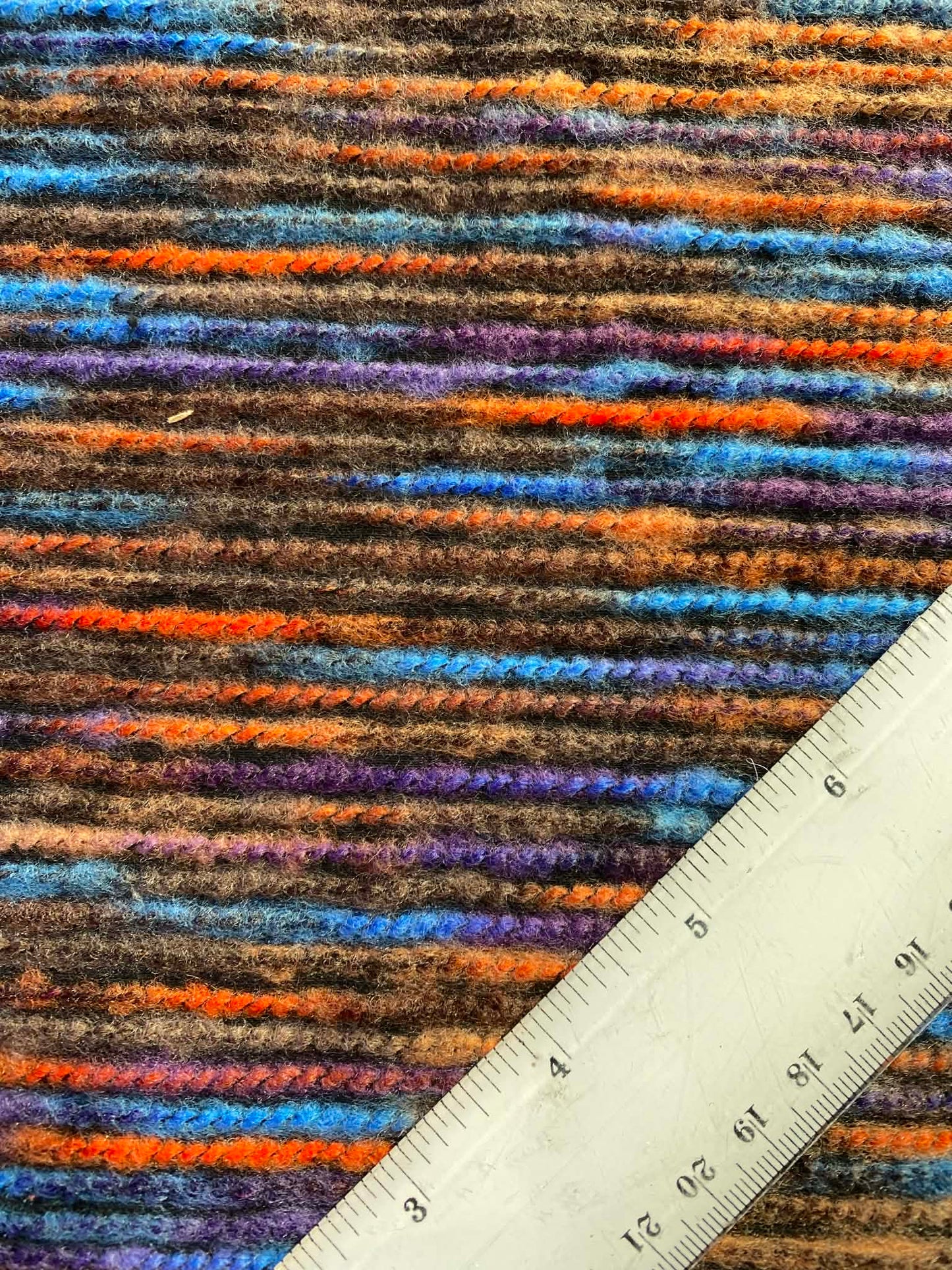 Embroidered Washable Wool - Purple/Orange/Blue/Brown - 54"Wide - Sold By The Metre