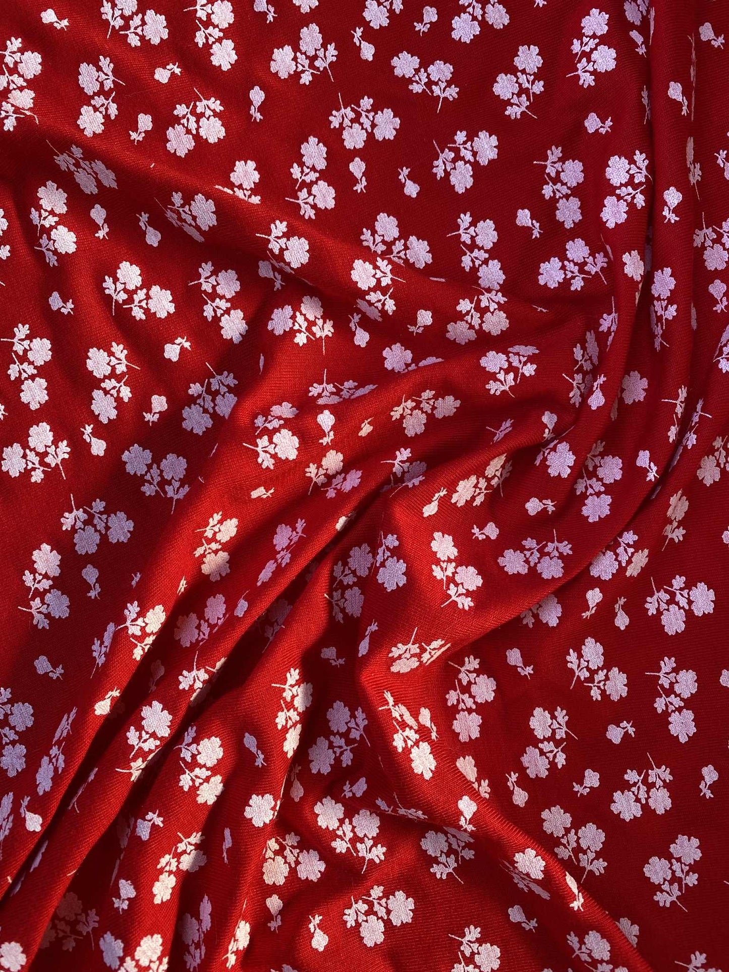 Viscose Lycra - Red/White - 62"Wide - Sold By The Metre