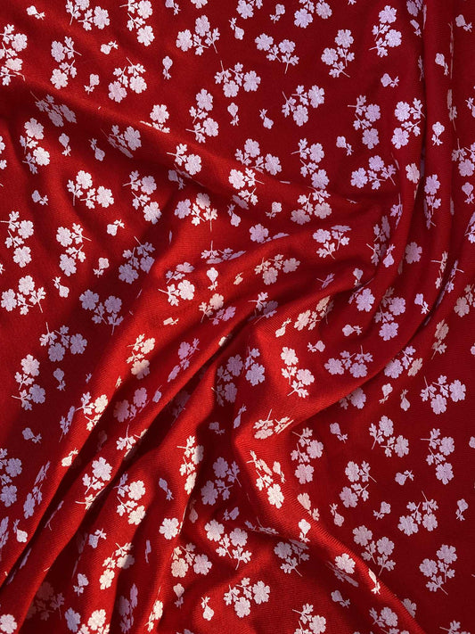 Viscose Lycra - Red/White - 62"Wide - Sold By The Metre