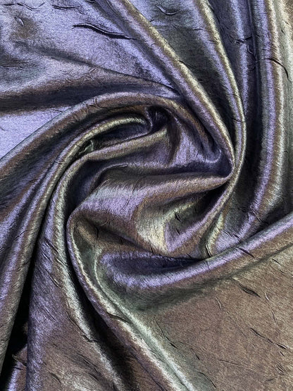 Mercury Silver and Black Metallic Polyester Fabric - 56" Wide, No Stretch