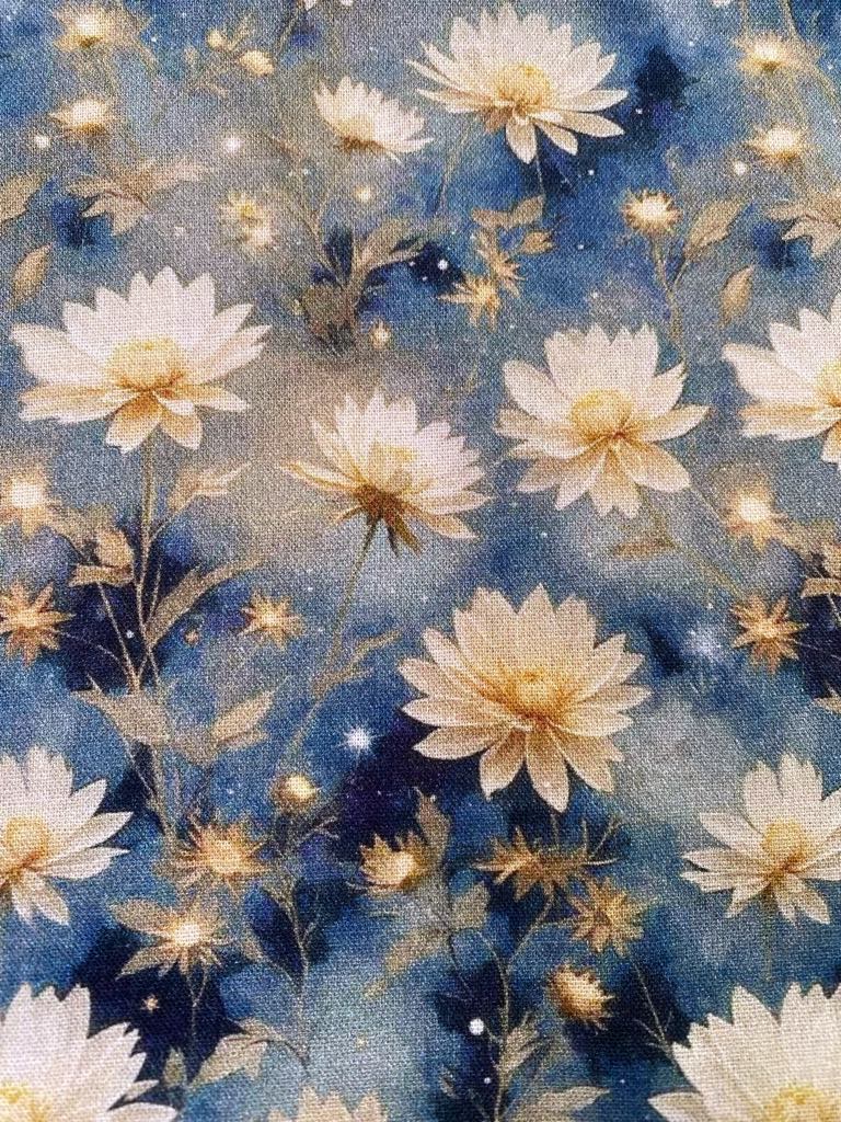 100% Cotton - Navy/Cream/Blue - 44" Wide - Sold By The Metre