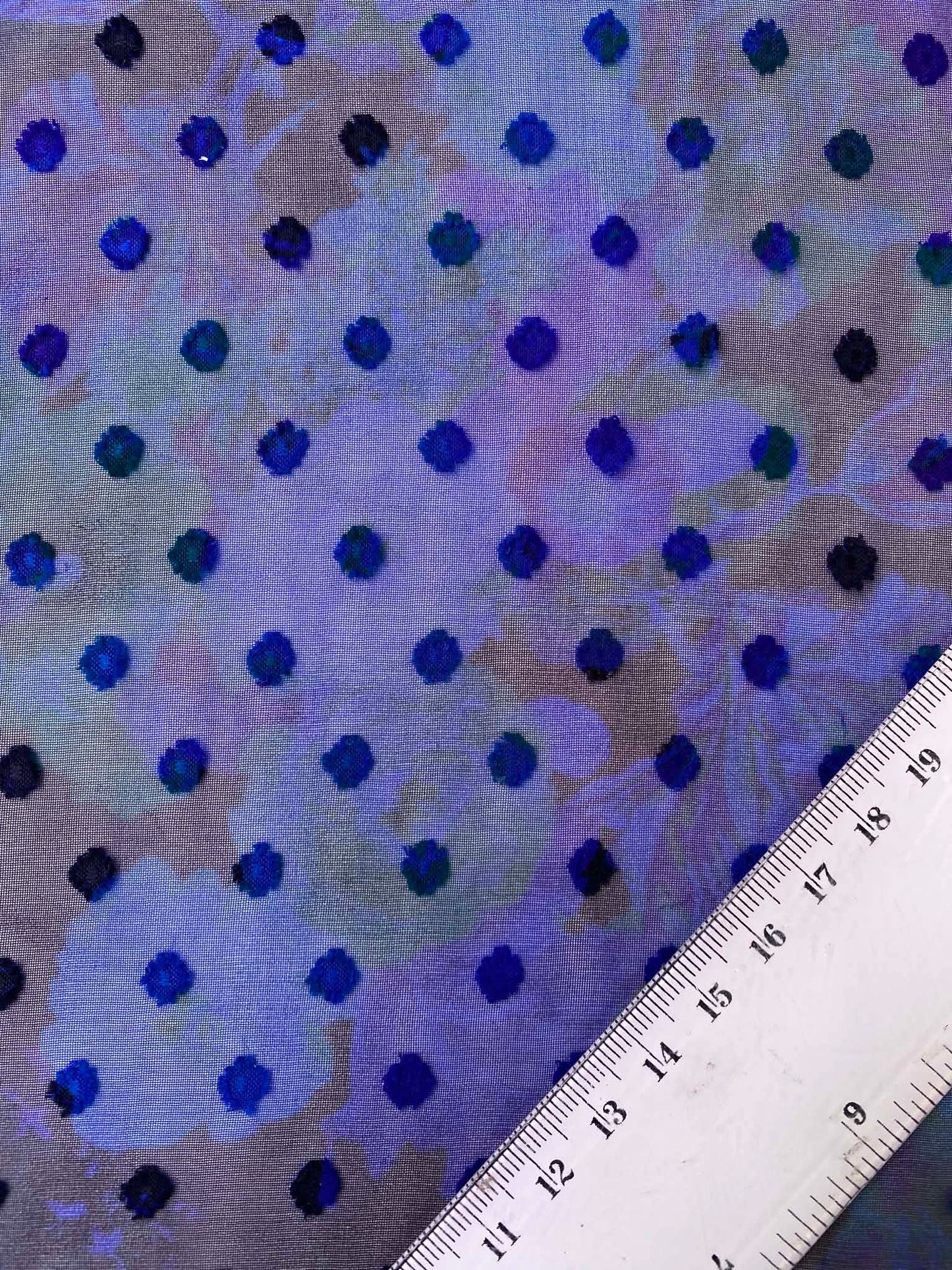 Floral Clipped Chiffon Fabric - 56" Wide - Black, Blue & Purple Textured Dressmaking Material No Stretch