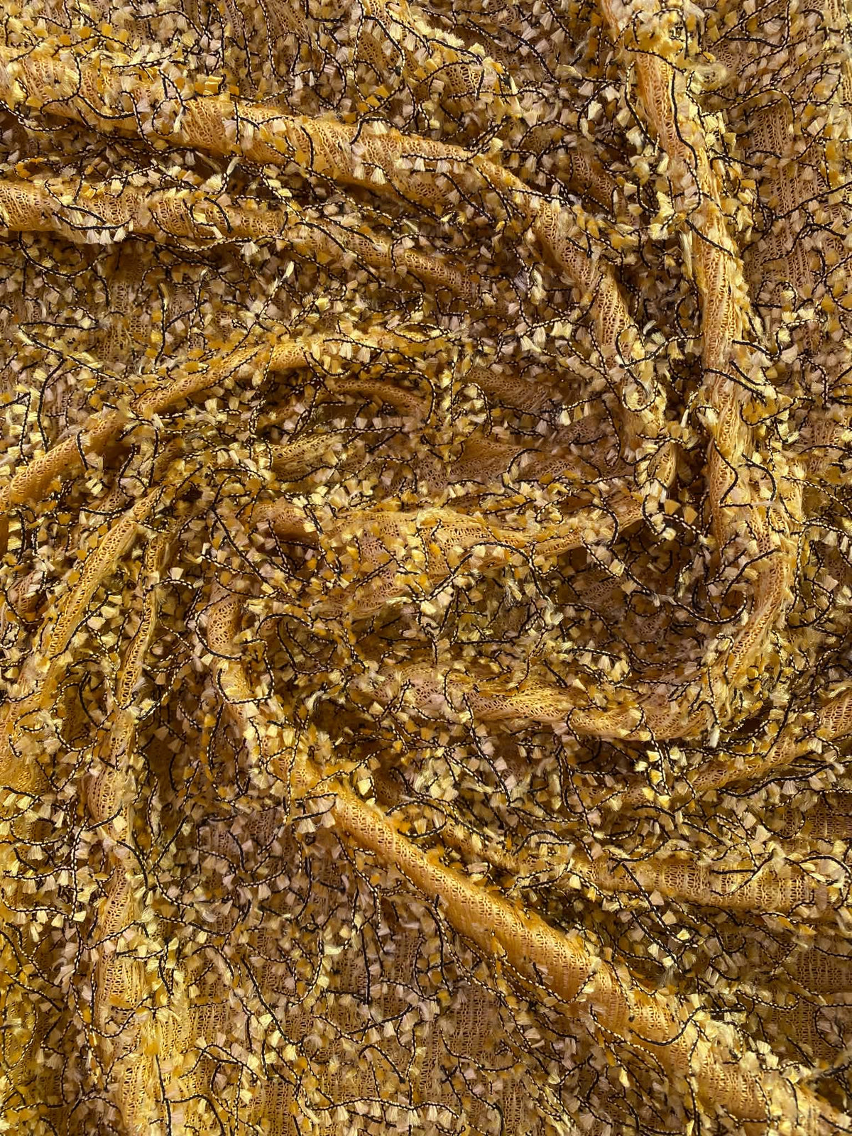 Gold and Black Boucle Texture Fabric - 62" Wide, £3.99 per Metre