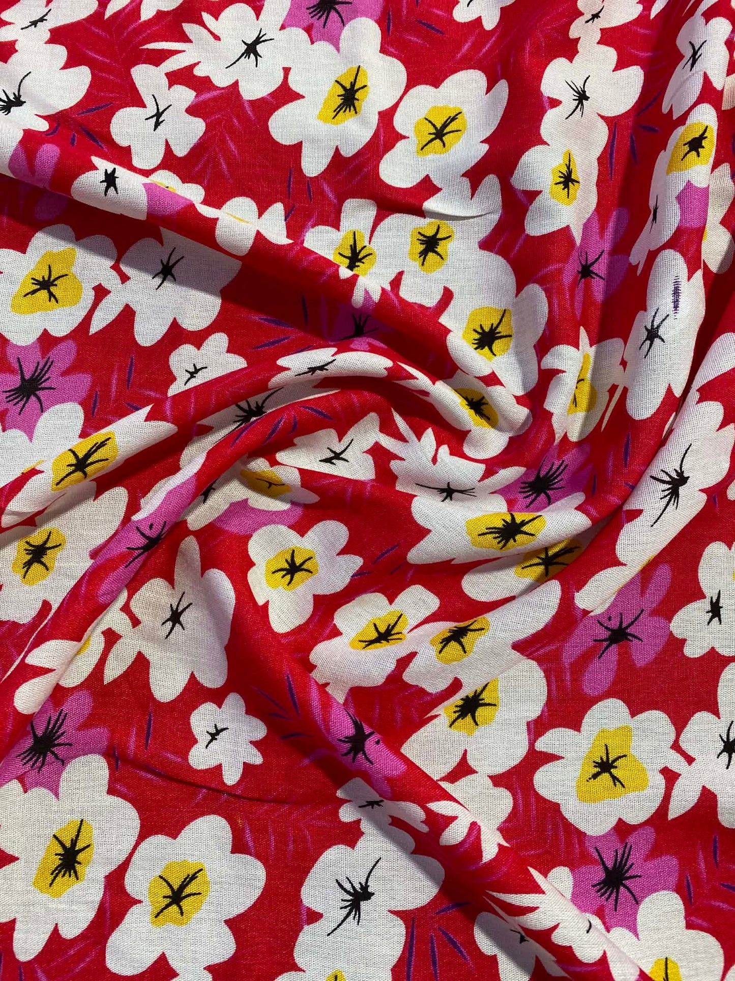 Viscose - Pink/Yellow/White - 57"Wide - Sold By The Metre