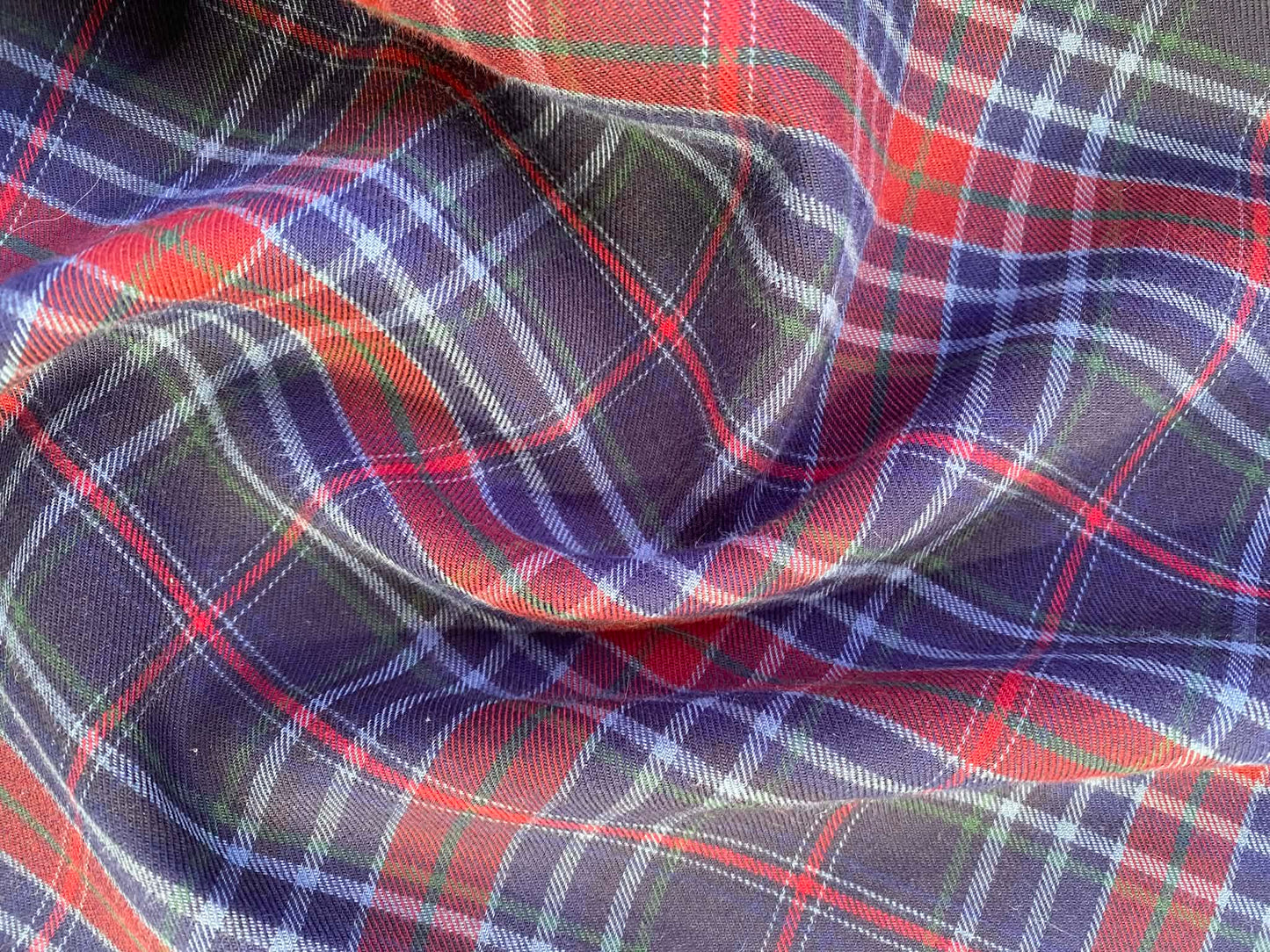 100% Cotton Tartan - Navy/Red/Green - 59"Wide - Sold By The Metre