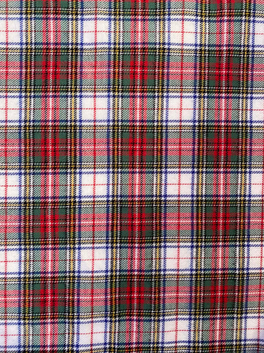 100% Cotton Tartan - Red/White/Green/Yellow/Blue - 59"Wide - Sold By The Metre
