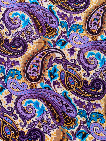 Viscose - Purple/Blue/Cream - 57" Wide - Sold By The Metre