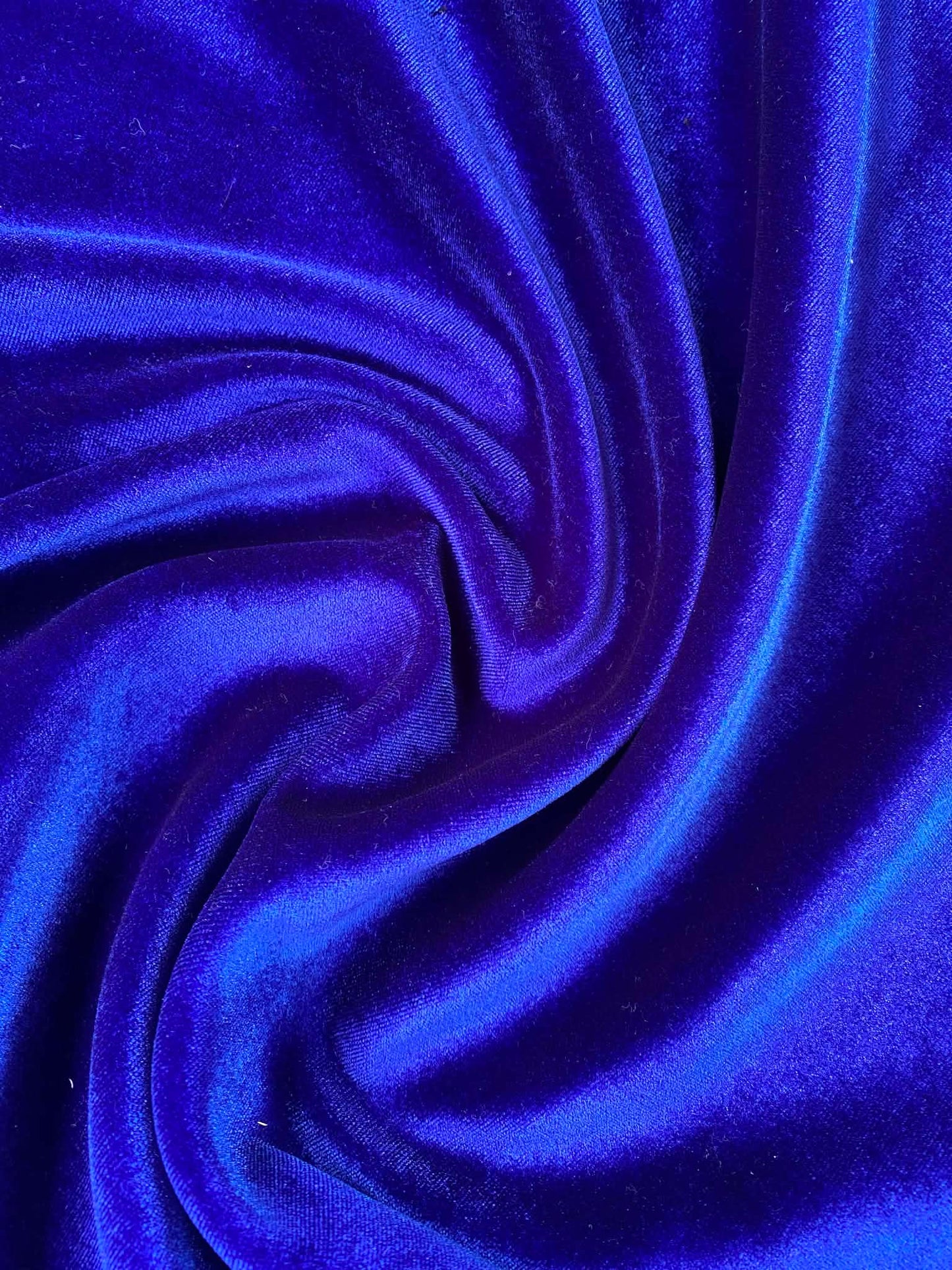 Premium Royal Blue Velvet on Black Scuba Fabric - 63" Wide - High Stretch Spandex Double Knit - £5.99/m