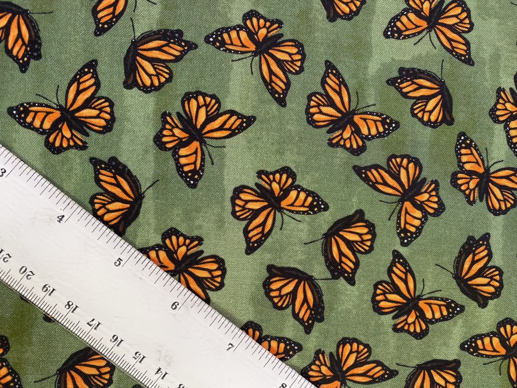 100% Cotton - JoAnns - Green/Black/Orange - 44" Wide - Sold By The Metre
