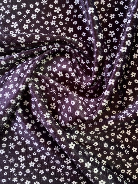 Black & Cream Patterned Spandex Velvet Fabric - 60" Wide - Stretch - £2.99/m