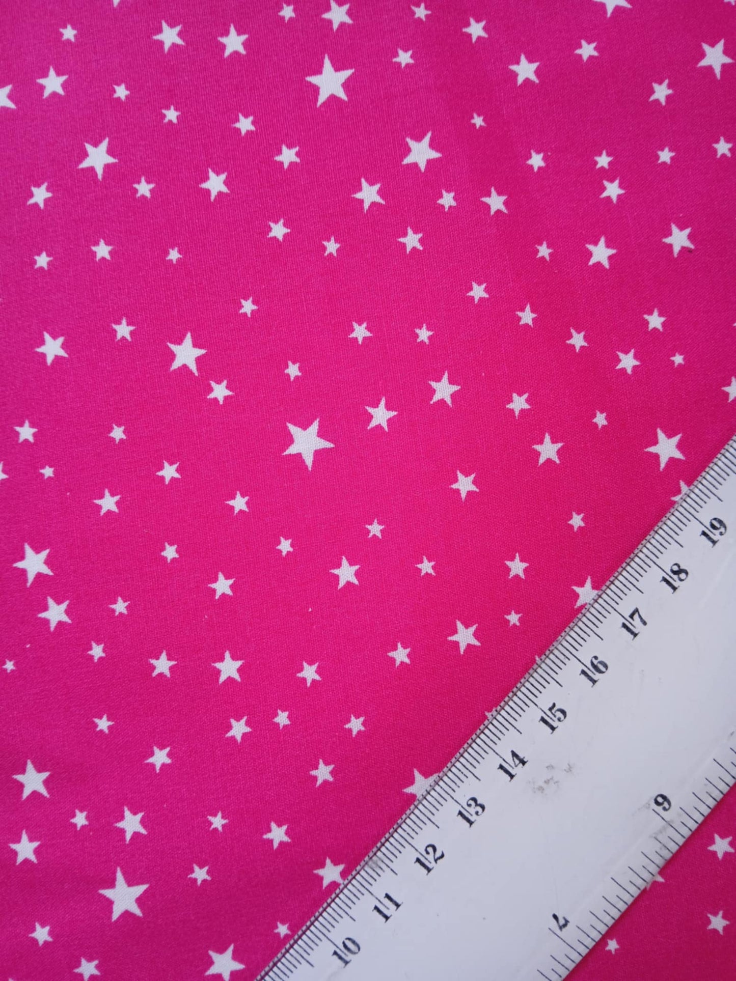 100% Cotton Poplin - Stars - Fuchsia/White - 57" Wide - Sold By The Metre