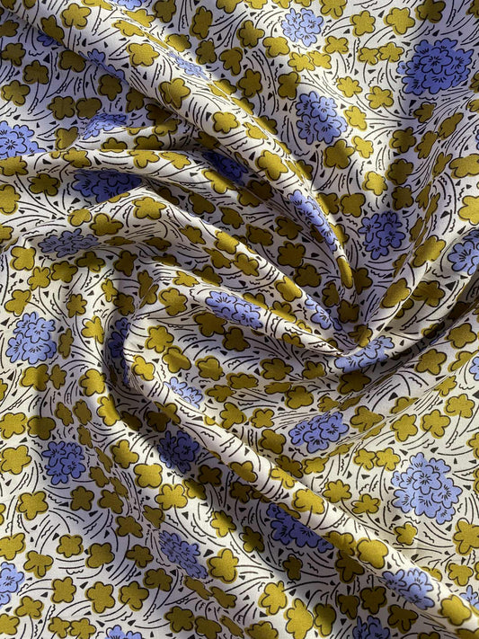 Viscose - Cream/Khaki/Lilac - 56"Wide - Sold By The Metre