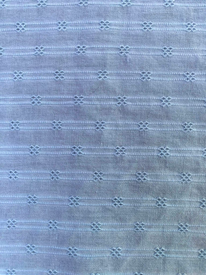 Soft Pastel Sky Blue Dobby Stripe 100% Cotton Fabric - Lightweight Embroidered Voile - 58" Wide By The Metre