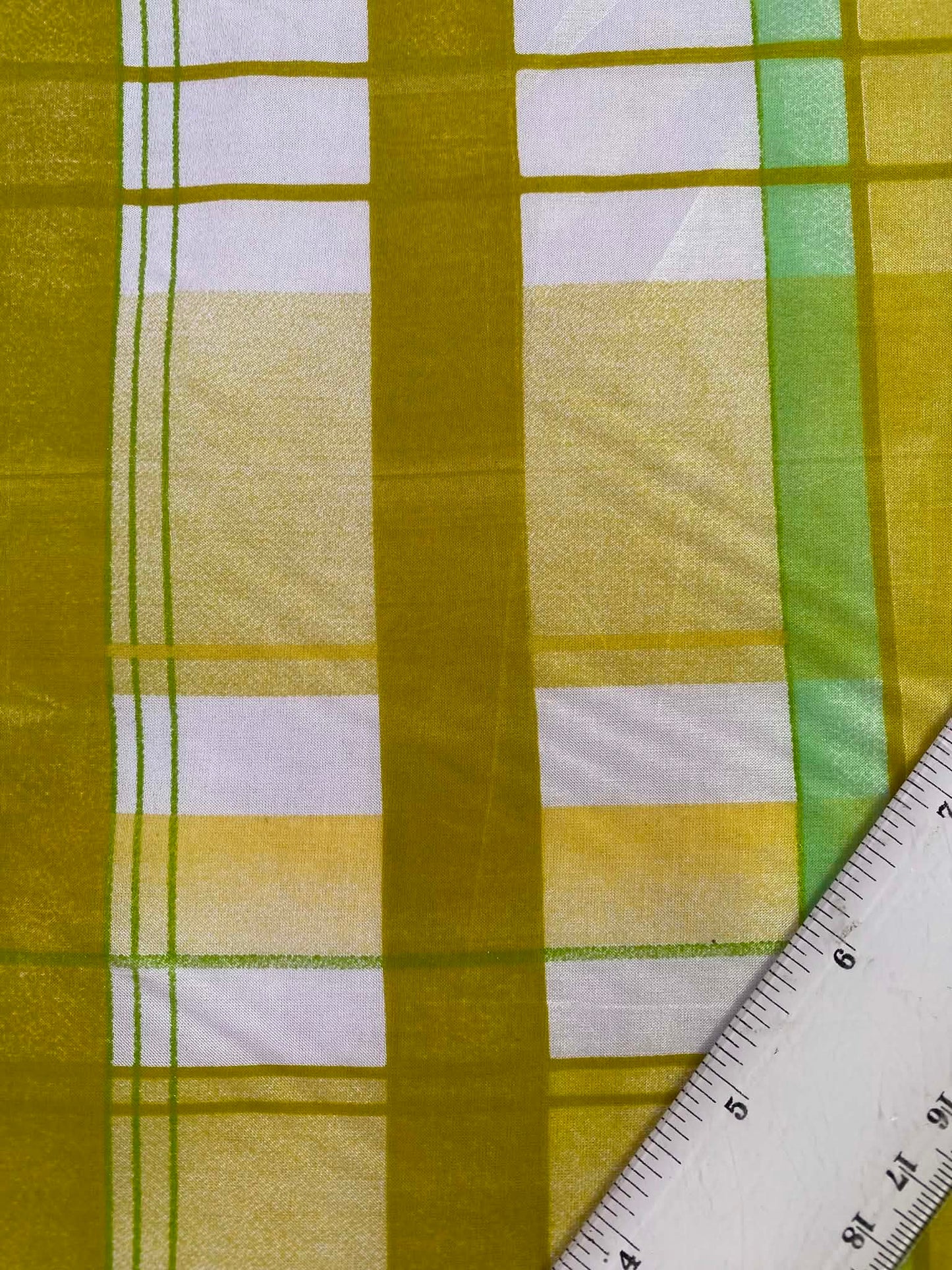 Olive & Lime Plaid Spanish Silk Fabric – 54" Wide (£3.99/m)