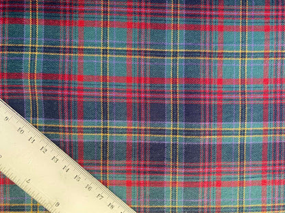 100% Cotton Tartan - Green/Pink/Yellow/Blue - 59"Wide - Sold By The Metre