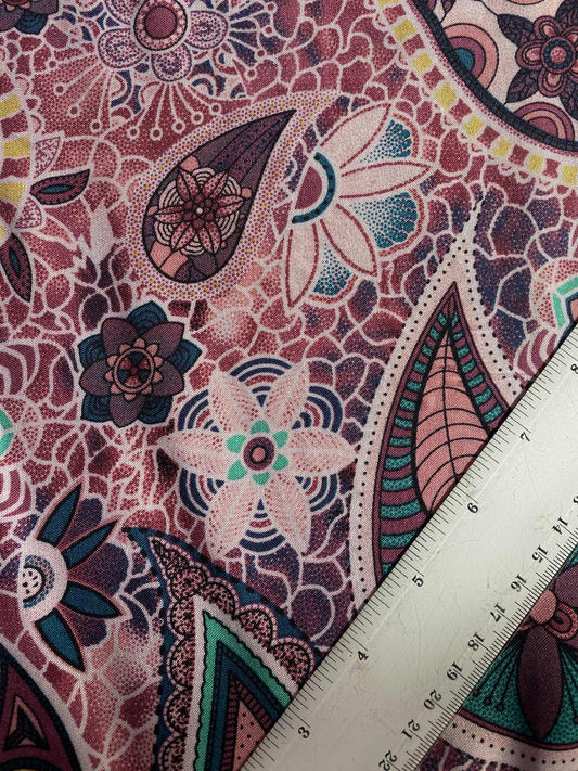 Viscose - Pink/Grey/Cream/Brown - 57"Wide - Sold By The Metre
