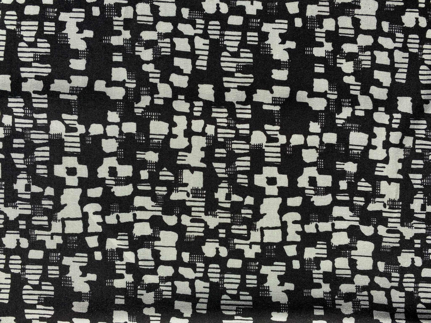 Viscose - Black/Cream - 57"Wide - Sold By The Metre
