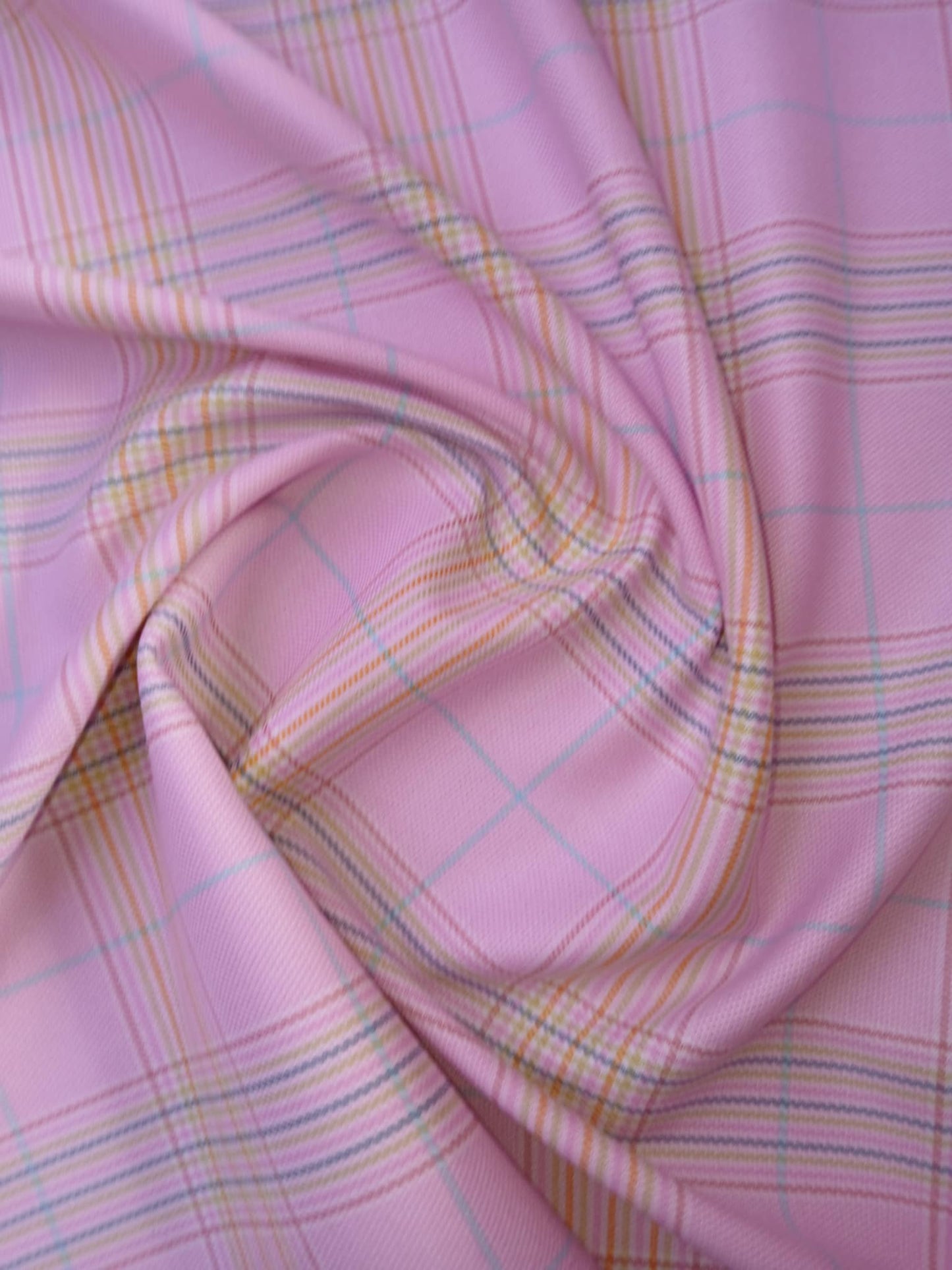 River Island - Poly Viscose Lycra - Check - Pink - 57" Wide - Sold By The Metre