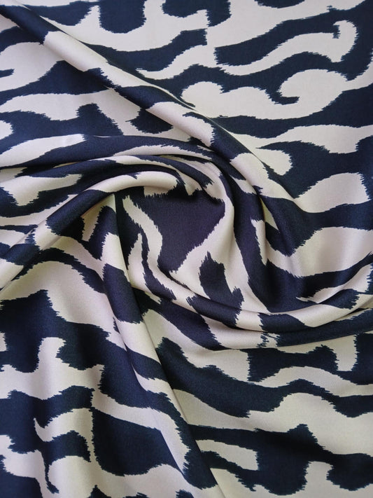 Satin - Cream/Black - 58" Wide - Sold By The Metre