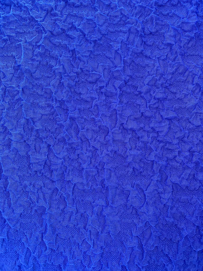 Royal Blue Crinkle Stretch Fabric - 92% Polyester 8% Spandex, 62" Wide