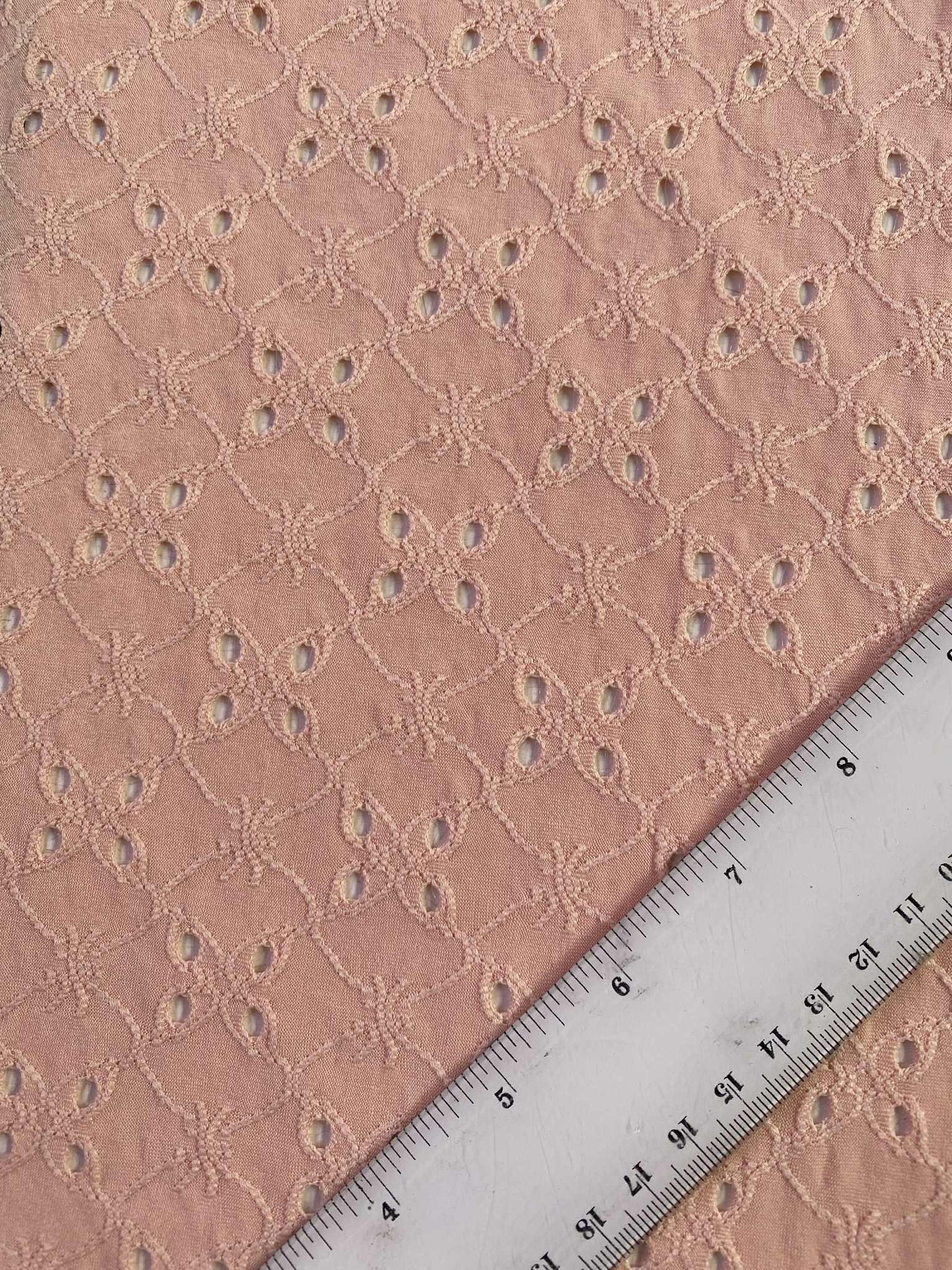 Poly Lycra - Broderie Anglaise - Peach - 62"Wide - Sold By The Metre