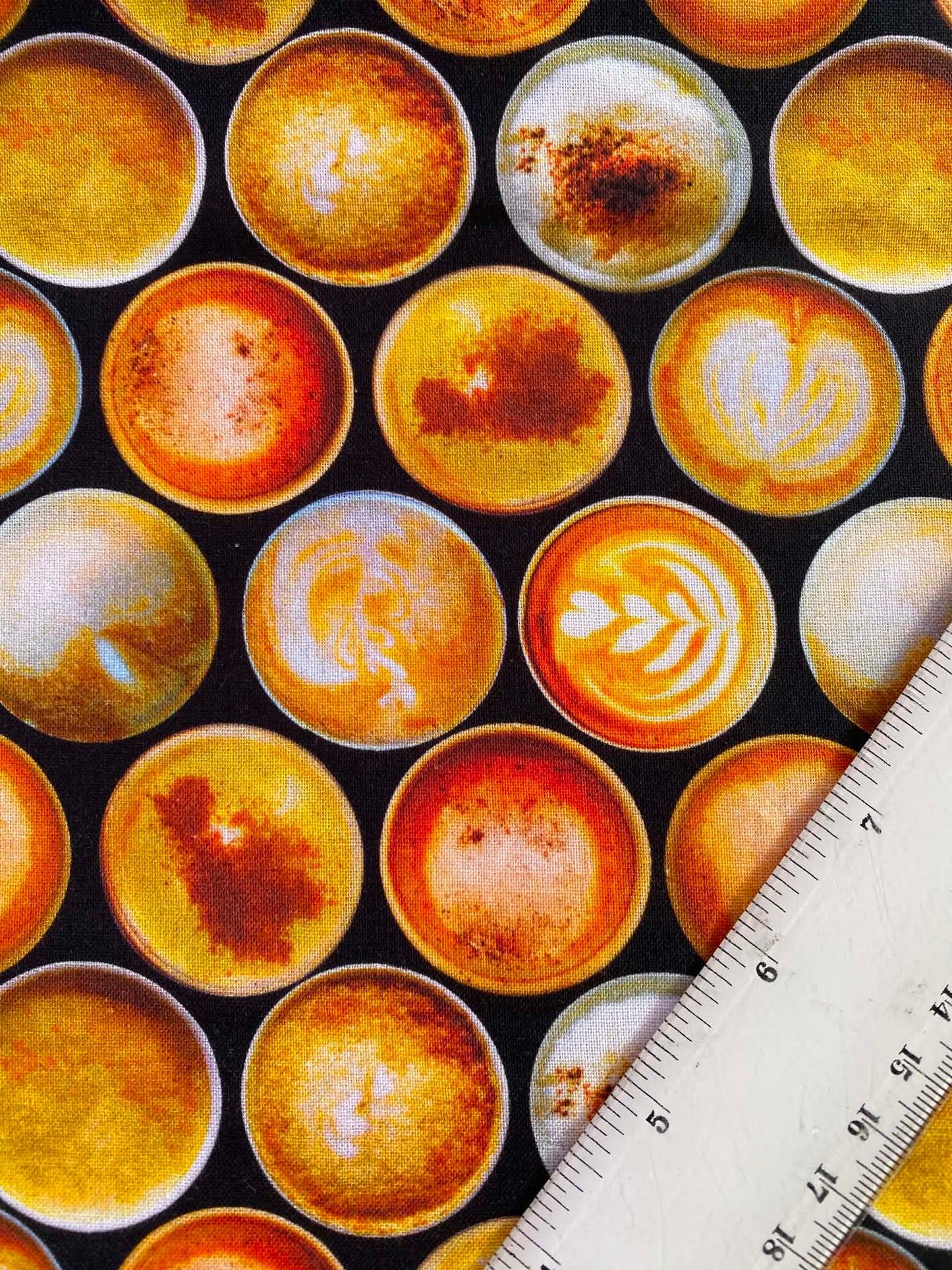 CLEARANCE - Coffee Break 100% Cotton Fabric – Latte Art Novelty Print