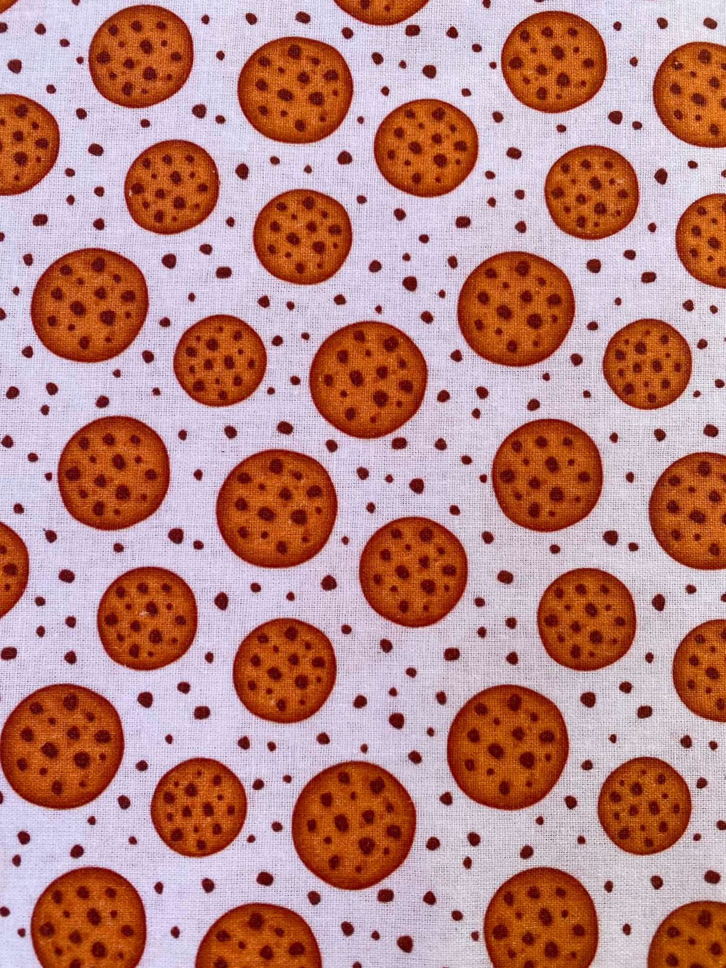 CLEARANCE - Chocolate Chip Cookie Print Fabric – 100% Cotton, 44" Wide