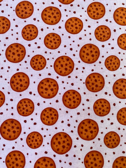 CLEARANCE - Chocolate Chip Cookie Print Fabric – 100% Cotton, 44" Wide