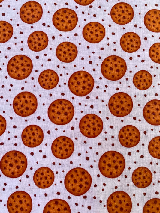 CLEARANCE - Chocolate Chip Cookie Print Fabric – 100% Cotton, 44" Wide