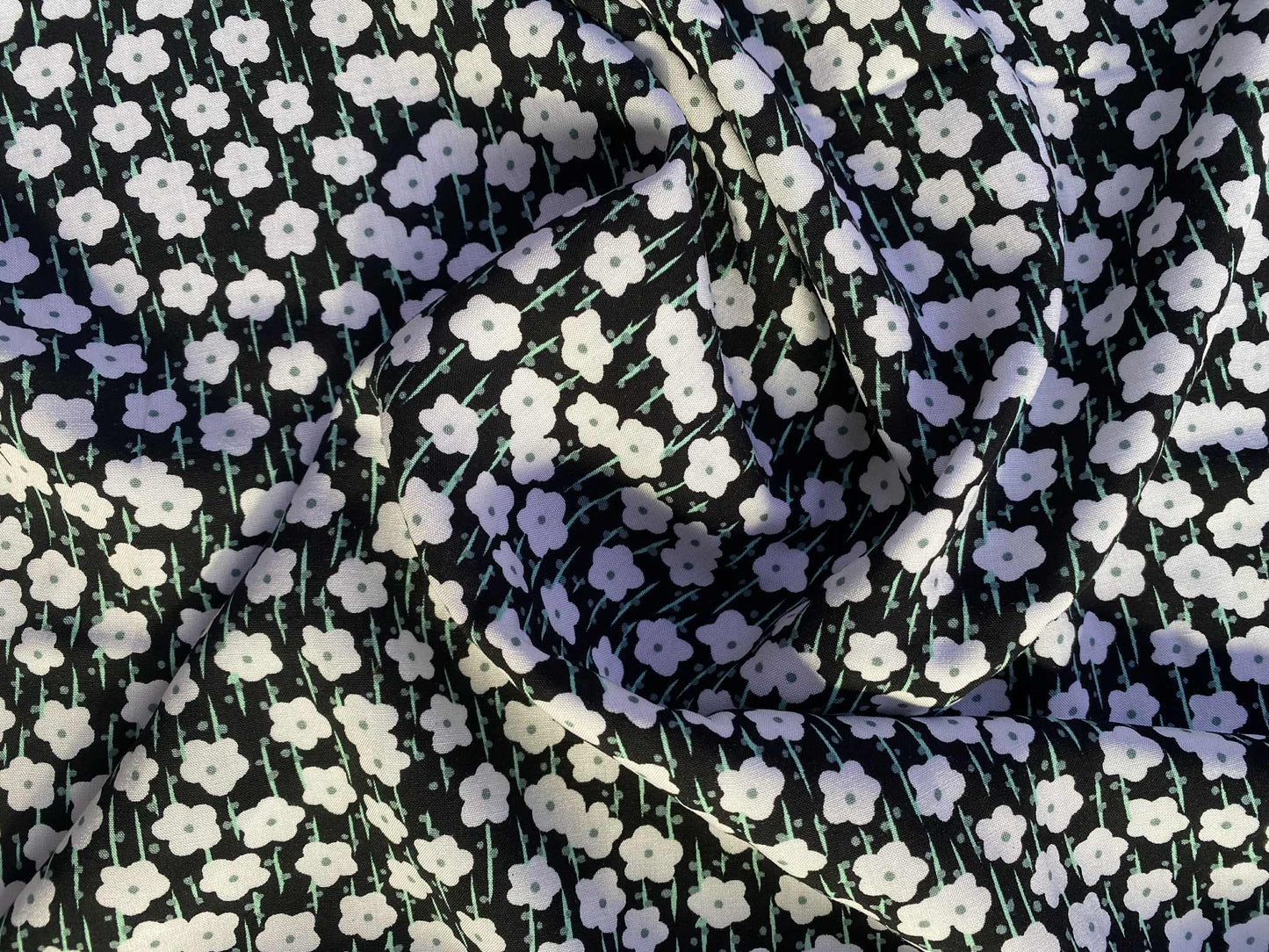 Viscose - Black/Green/White - 57"Wide - Sold By The Metre