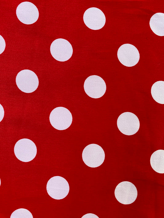 Cotton Spandex 97%/3%- Red/White - 58"Wide - Sold By The Metre