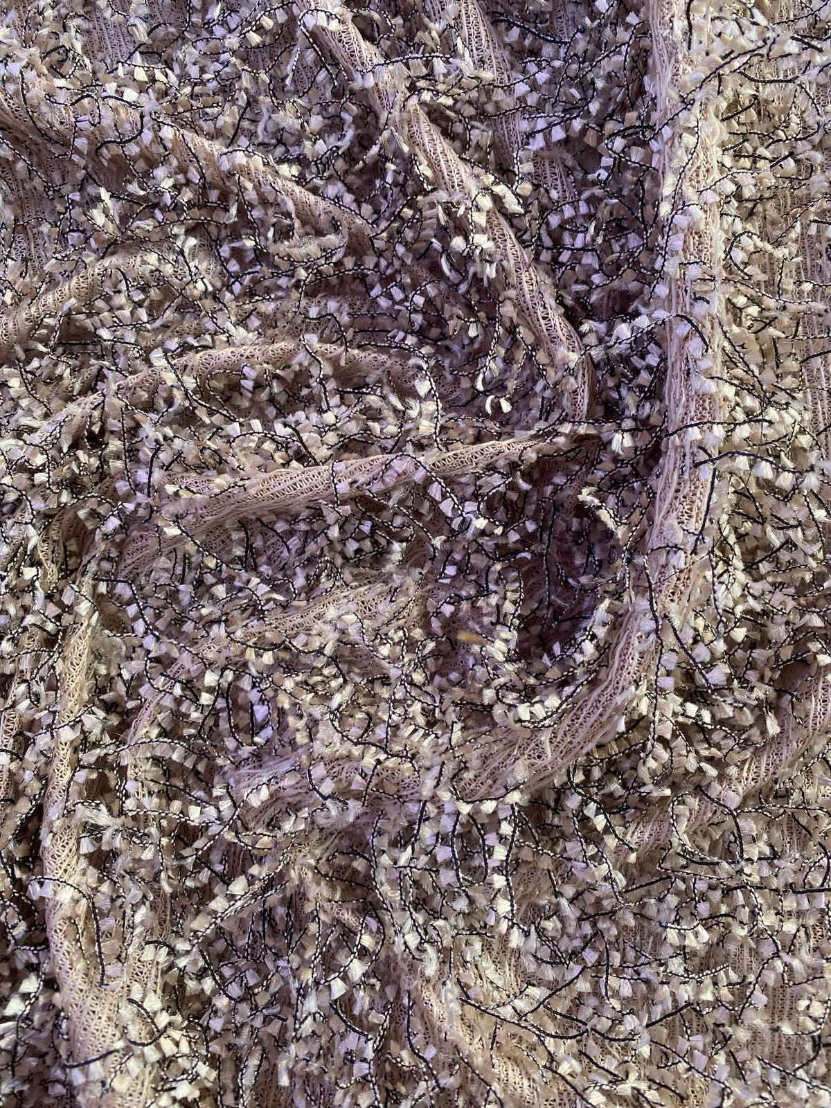 Beige, Black and White Boucle Texture Fabric - 62" Wide, £3.99 per Metre