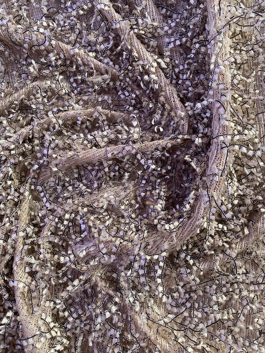 Beige, Black and White Boucle Texture Fabric - 62" Wide, £3.99 per Metre