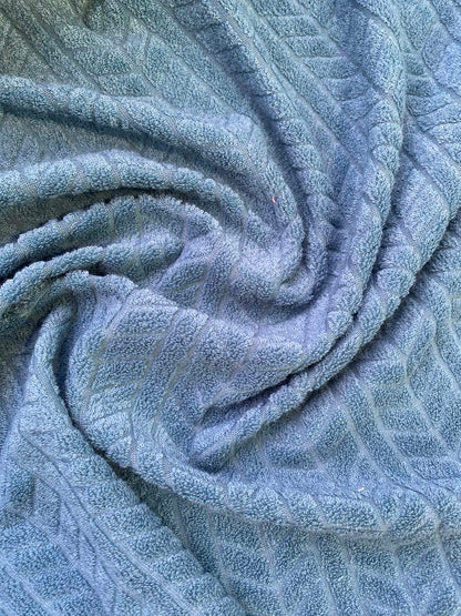 Jaquard Towelling - Teal - 66"wide - Sold By The Metre