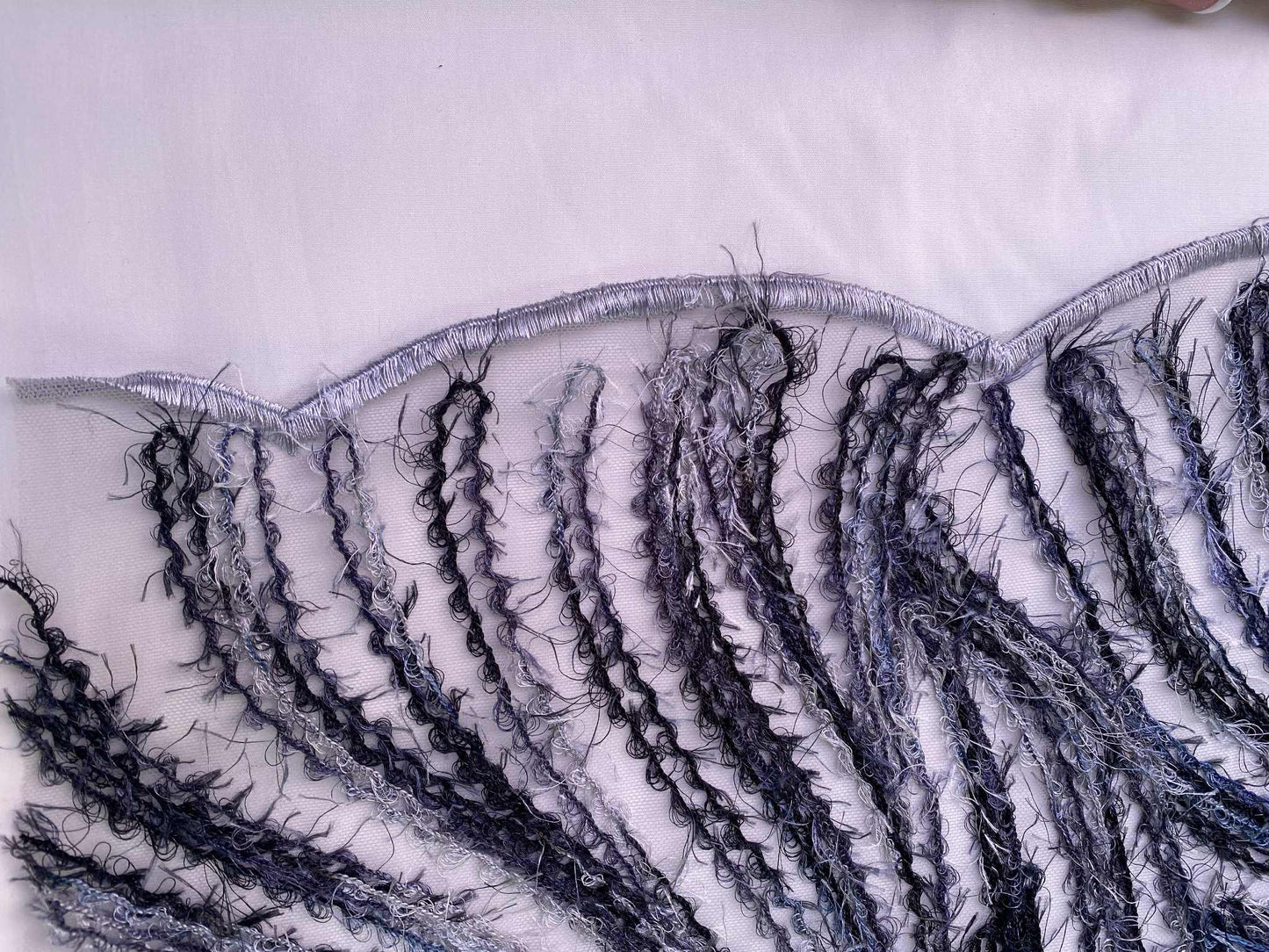 Double Scalloped Fringed Lace - Grey - 52"Wide - Sold By The Metre