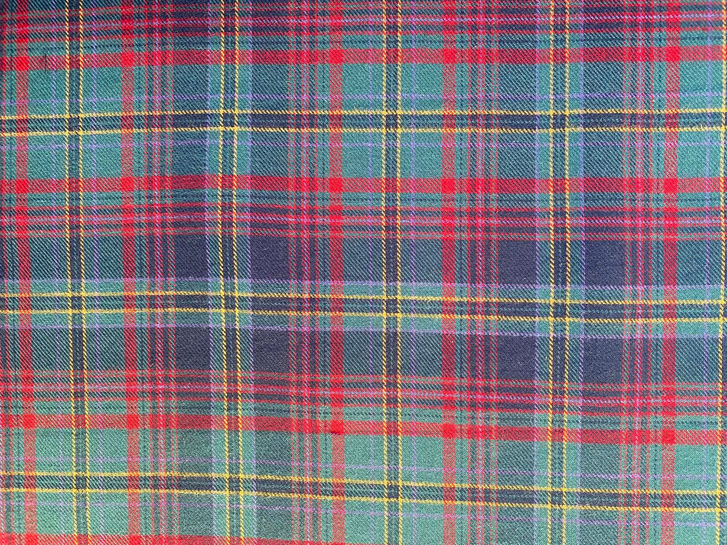 100% Cotton Tartan - Green/Pink/Yellow/Blue - 59"Wide - Sold By The Metre