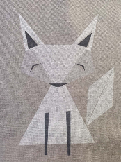Geometric Fox Canvas Fabric - Grey & Off-White - 56" Wide, £5.99 per Metre