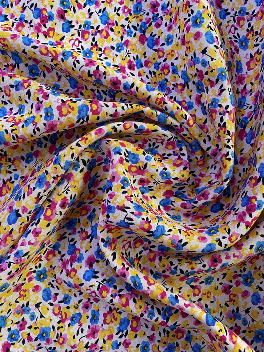 Viscose - Yellow/Pink/Blue - 57"Wide - Sold By The Metre