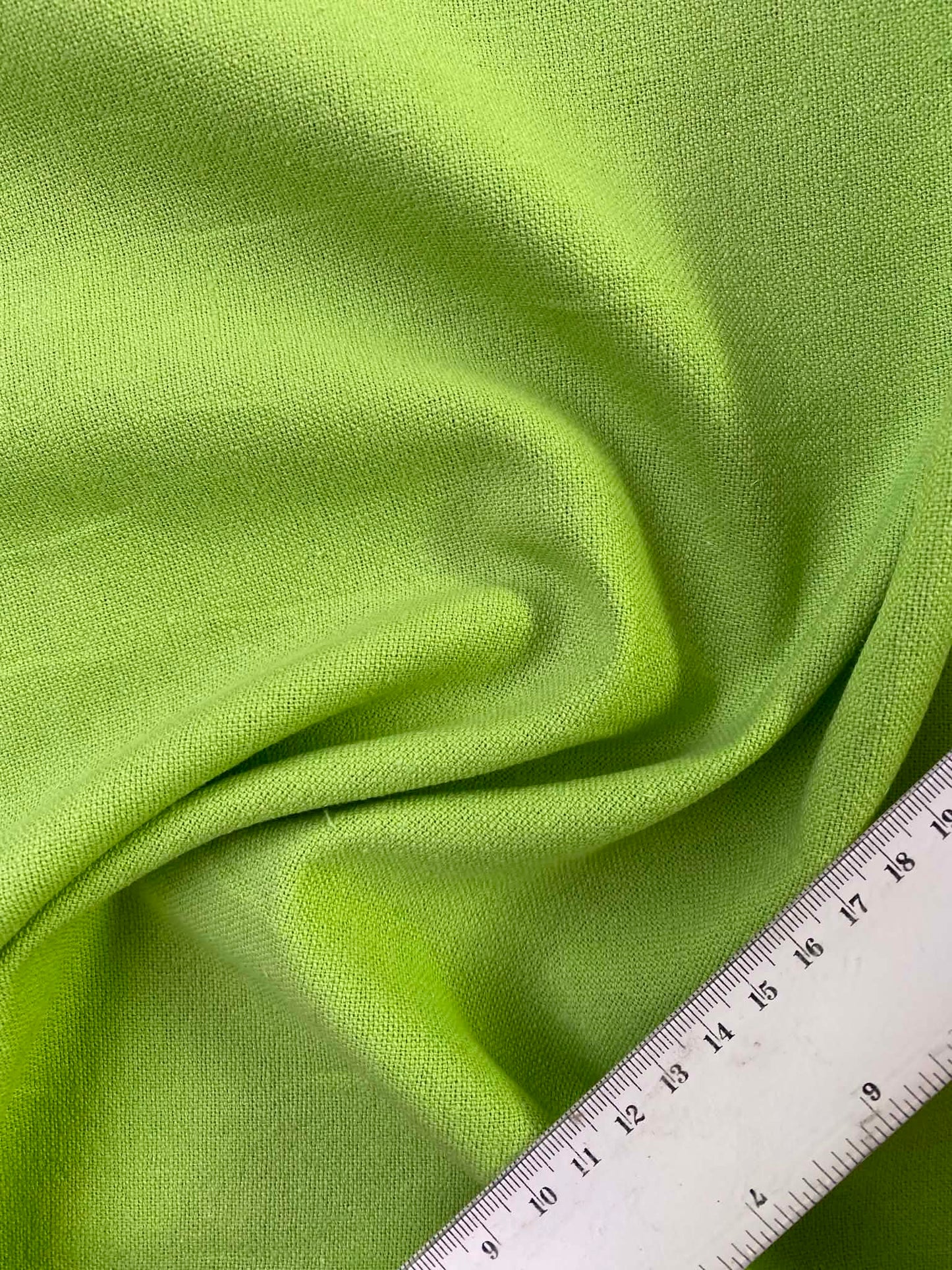Lime Green Cotton Linen Blend Fabric – 57" (145cm) Wide – Non-Stretch