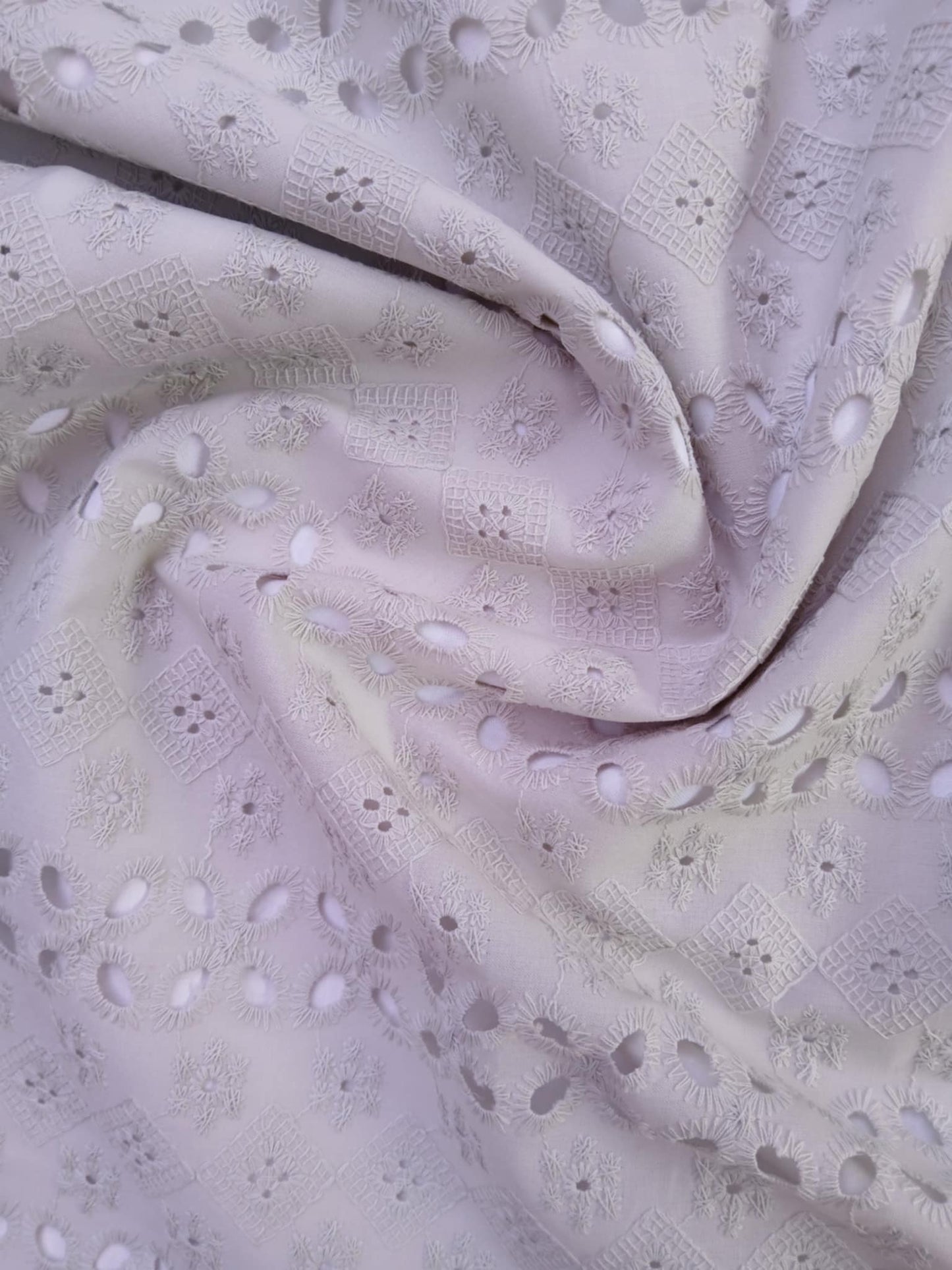 River Island - Broderie Anglaise Cotton - Grey - 58" Wide - Sold By The Metre