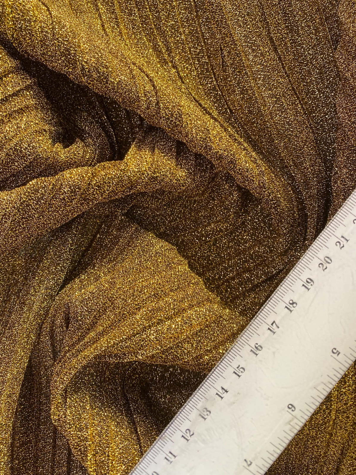 Gold Metallic Big Pleat Fabric with Lycra - 60" Wide, £2.99 per Metre