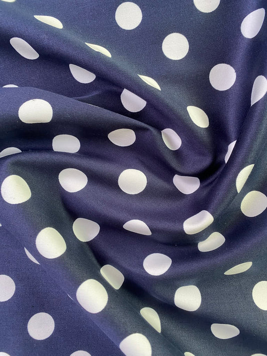 Cotton Spandex 97%/3%- Navy/White - 55"Wide - Sold By The Metre