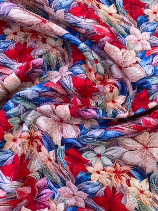100% Cotton - Red/Pink/Blue - 44" Wide - Sold By The Metre