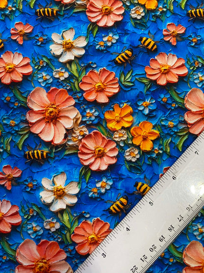 Little Johnny Busy Bees Cotton Jersey - 58" Wide - 95% Cotton 5% Lycra - Navy/Multi